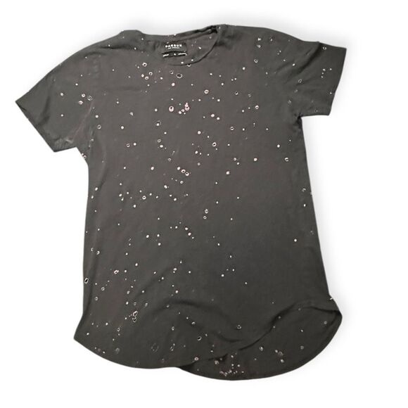 PACSUN Men’s Black Distressed Longer Fit T-Shirt Size Medium - Picture 1 of 5